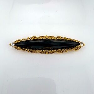 Elegant Vintage Black and Gold Brooch
